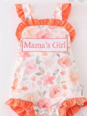 Honeydew USA Floral Ruffle Baby One-Piece in Coral and White